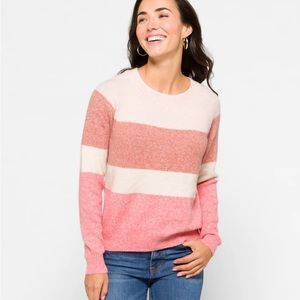 NWT Vero Moda Stacie Crewneck Stripe Block Sweater in Pink